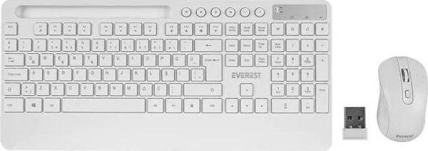 Everest 2.4 Ghz Kablosuz Standart Klavye Mouse Seti 1600 Dpi Beyaz KM-9676 - Image 1