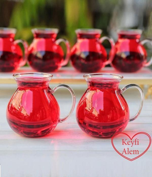 Kapris 6 lı Keyfi Ala Borosilikat Cam Bardak Çay Bardağı 200 ml - Image 1