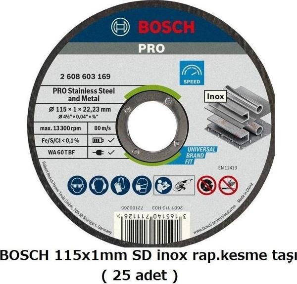 bosch 115x1mm SD inox rap.kesme taşı ( 25 adet ) - Image 1