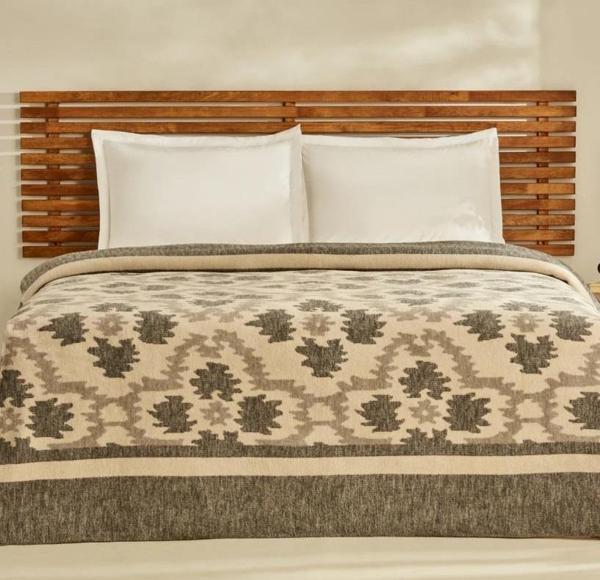 Karaca Home Damask Antrasit Çift Kişilik Pamuklu Battaniye - Image 1