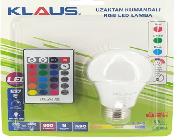 Klaus RGB Kumandalı Led Ampül - KE48824T - Image 1