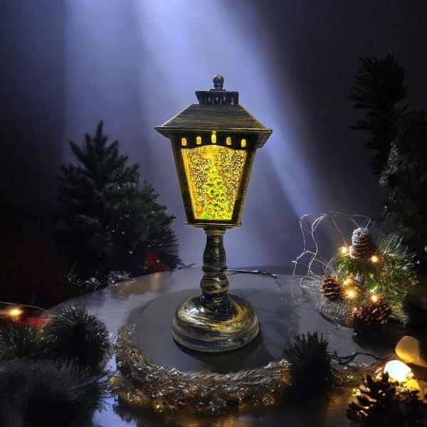 VIP DELUXE 22 CM IŞIKLI MÜZİKLİ YILBAŞI FENERİ YEŞİL ÇAM AĞACI SULU KAR KÜRESİ NOEL SOKAK FENERİ - Image 1
