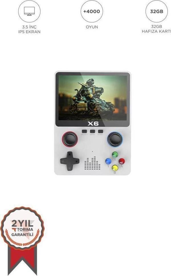 Torima X6 Beyaz 4000+ Klasik Oyunlu 3.5 İnç IPS Ekran Kablosuz Atari Retro Oyun Konsolu - Image 1