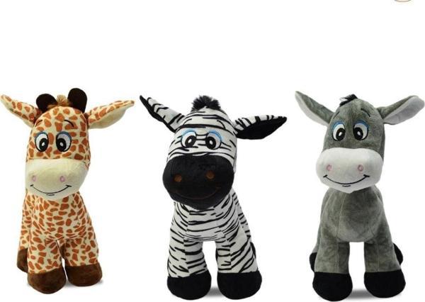 Peluş Oyuncak Sevimli Zebra-zürafa-eşşek 30 Cm 3 Adet MEGA SET - Image 1
