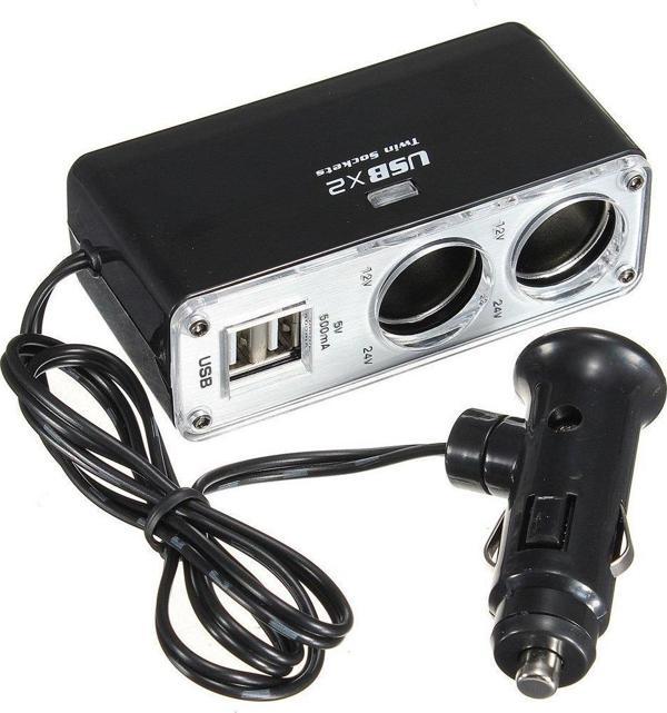 Araç Çakmak Çoklayıcı 2 Çakmak 2 Usb Çoğaltıcı Araba Soket - Image 1