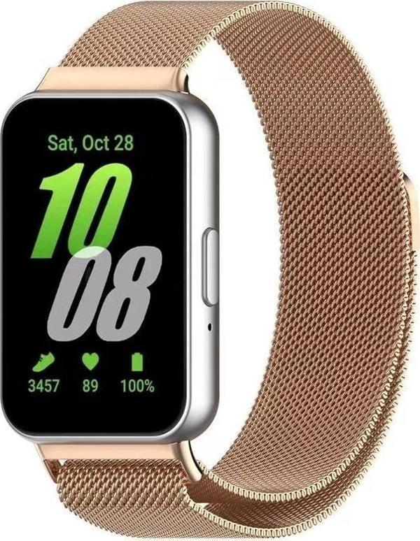 Samsung Galaxy Fit 3 R390 Uyumlu Metal Hasır Manyetik Kordon Kayış - Image 1
