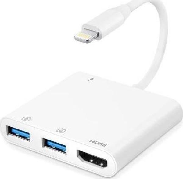 iPhone Lightning 1080p 2 Usb 3.0 PD Dijital Av Otg Şarj Adaptör - Image 1