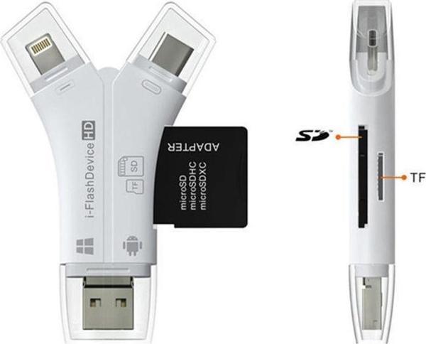 Type-C iPhone Micro Usb Kart Okuyucu SD Multi 4in1 - Image 1