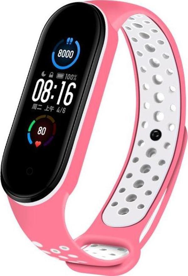 Xiaomi Mi Band 5 6 7 Uyumlu Delikli Spor Silikon Kordon Kayış - Image 1