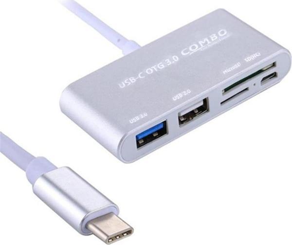 Type-C Usb C 3.1 Kart Okuyucu 2 Usb 3.0 Hub Micro Usb Şarj Girişi - Image 1