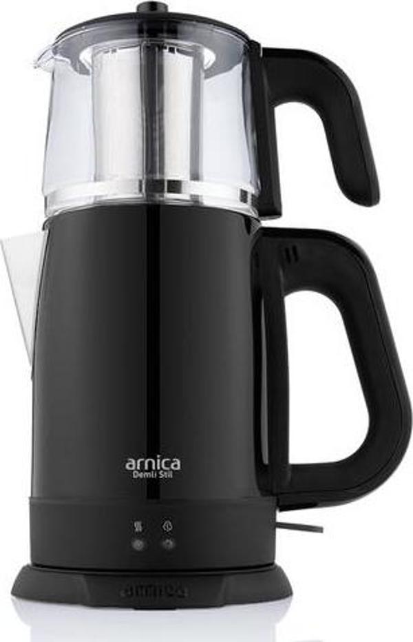 Arnica IH33205 Demli Stil 1800 W Siyah Cam Demlikli Çay Makinesi - Image 1