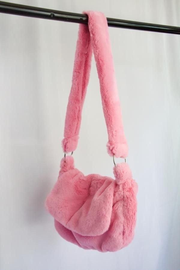 Mute Bag Cindy Pink / Şeker Pembe Renk Peluş Kapaklı Postacı Çapraz Askılı Omuz Okul Çantası - Image 1