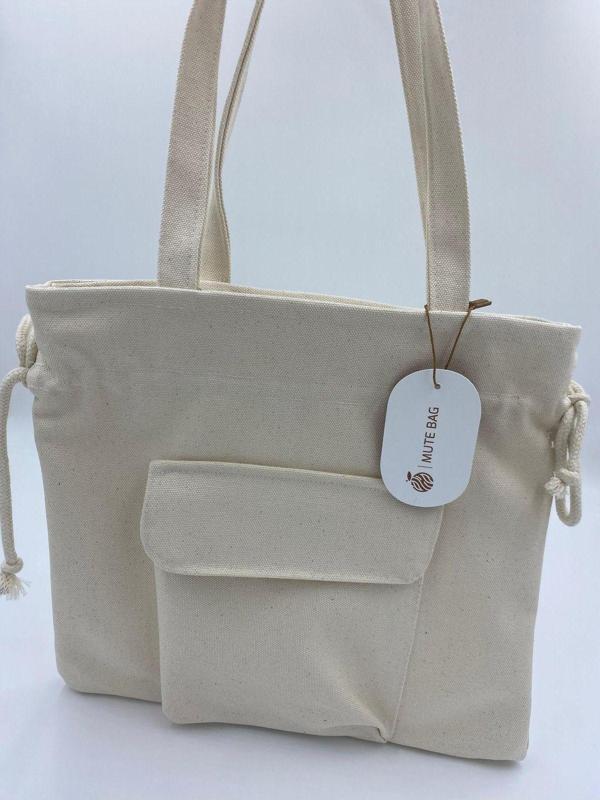 Mute Bag Kanvas Tote Omuz Ve El Çantası / Büzgü Detaylı Kadın Çantası - Image 1