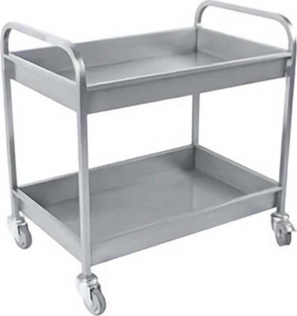 Erginoks Bulaşık Toplama Arabası-komple krom-2 kat havuzlu tabla-50x97x95 cm - Image 1