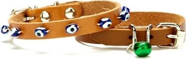 Nazar Boncuklu Kedi Ve Küçük Irk Köpek Tasması 1x14-18 cm Kamel Xsmall - Image 1