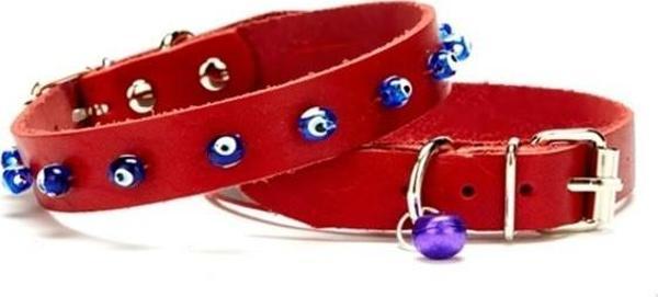 Nazar Boncuklu Kedi Ve Küçük Irk Köpek Tasması 1x14-18 cm Kırmızı Xsmall - Image 1