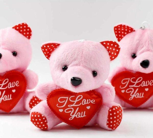 Mithbox 3 Adet Pembe Peluş Ayıcık Anahtarlık Araba Dikiz Aynası Aksesuar Çanta Süsü - Image 1