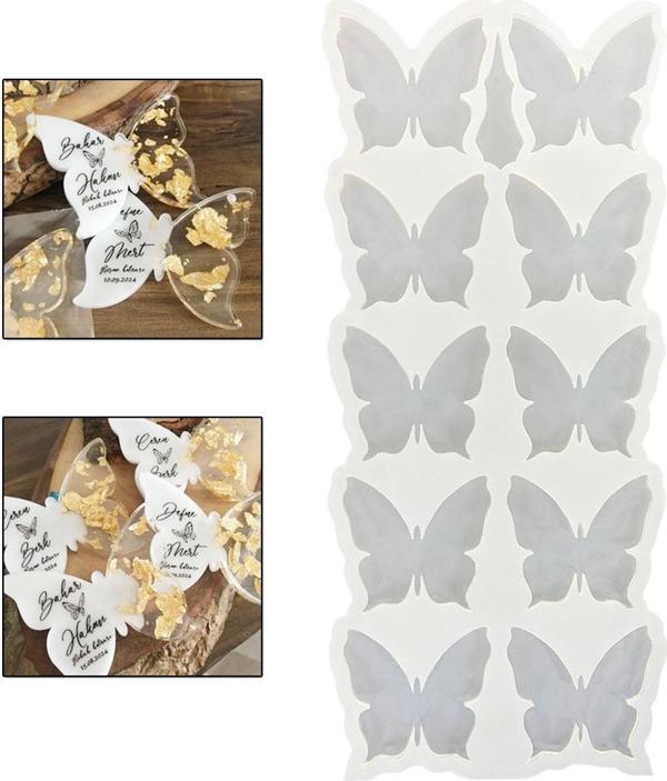 Epoksi Reçine Silikon Kalıp Çoklu Kelebek Magnet Kalıbı Seri Döküm Kalıbı 7 CM 10 Lu - Image 1