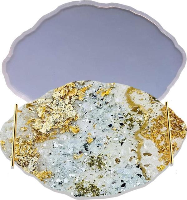 Epoksi Silikon Kalıp YERLİ Oval Dalgalı Nişan ve Söz Tepsi Kalıbı 29X19 CM - Image 1