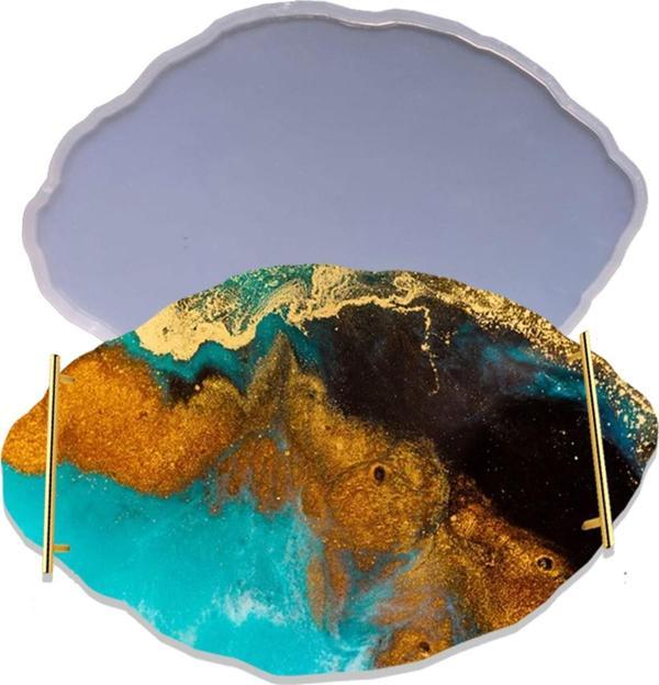 Epoksi Silikon Kalıp YERLİ Oval Dalgalı Nişan ve Söz Tepsi Kalıbı 34.5X24.5 CM - Image 1