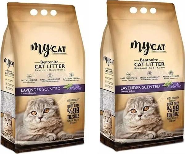 Halbart Mycat Lavanta Kokulu Ince Tane Topaklaşan Kedi Kumu 10 Lt x 2 Adet - Image 1