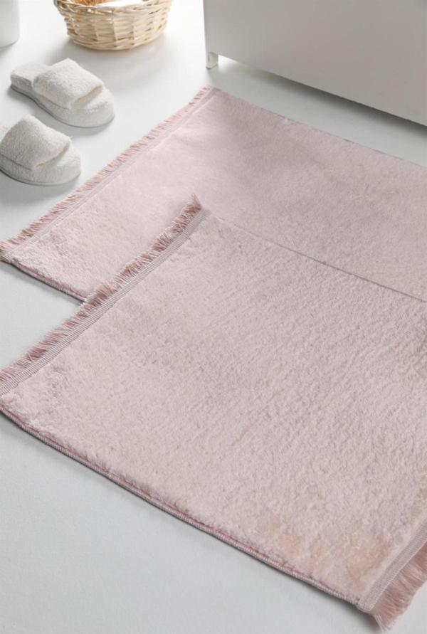 Püsküllü Peluş Kaydırmaz Taban 2li Paspas Takımı - - Image 1