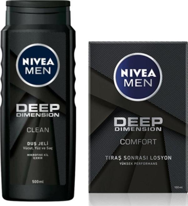 Nivea Men Deep Dimension Duş Jeli 500 Ml+ Deep Dimension Tıraş Losyonu 100 Ml - Image 1