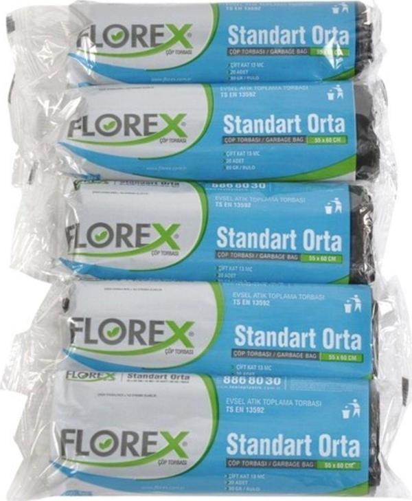 Alflorex Florex Standart Orta Siyah Çöp Poşeti 55X60 Cm 5 Rulo - Image 1