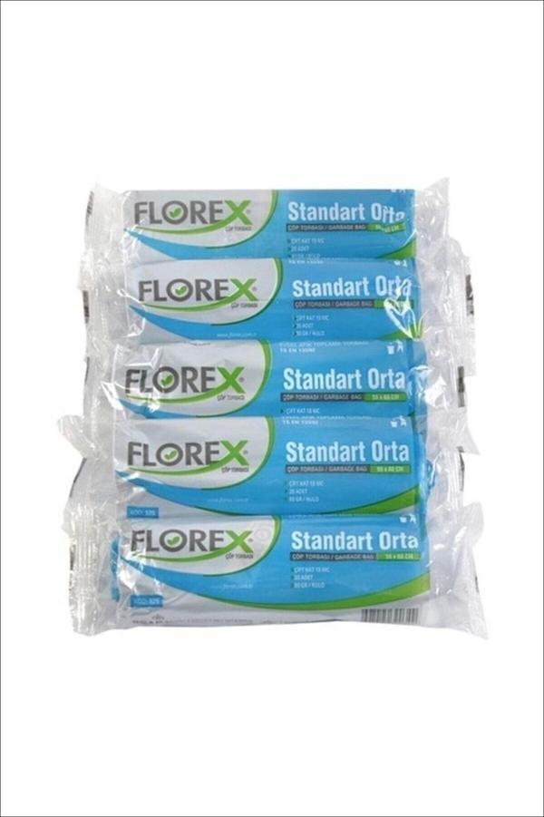 Florex Standart Orta Boy Çöp Poşeti 5 Rulo (Siyah Renk) - Image 1