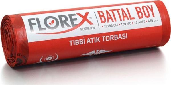 Florex Tıbbi Atık Baskılı Battal Çöp Poşeti 630 Gr (10 Rulo / 100 Adet) - Image 1