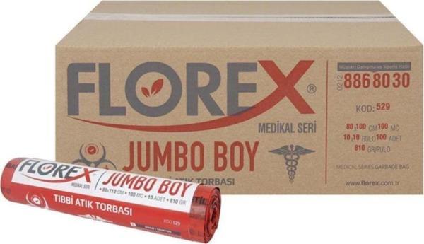 Florex Tıbbi Atık Jumbo 80X110 Çöp Poşeti/Torbası-10 Rulo - Image 1