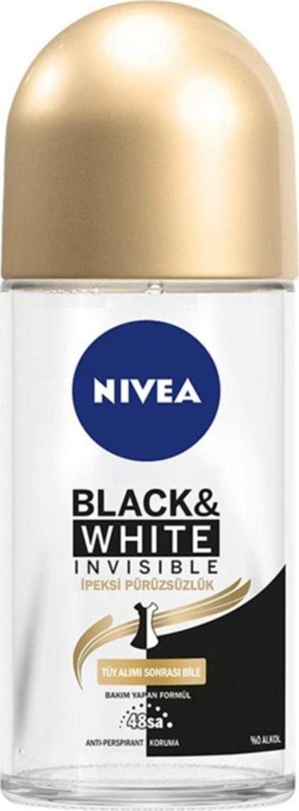 Nivea Black & White Invisible - Ipeksi Pürüzsüzlük Roll On Deodorant 50 Ml - Image 1