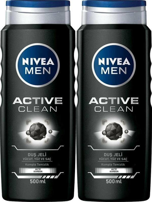 Nivea Men Active Clean Erkek Duş Jeli 500 Ml X2 - Image 1