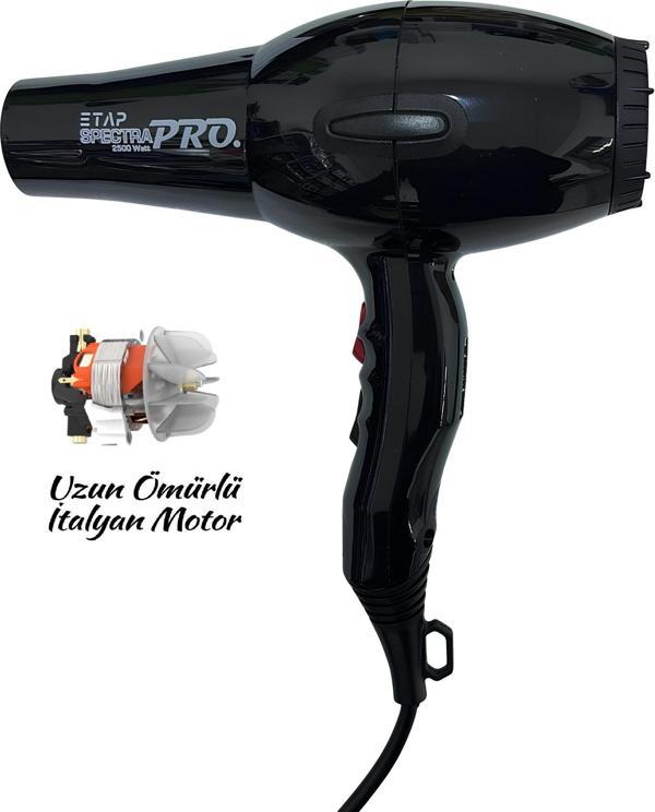 Etap Spectra Pro 2500 Watt Profesyonel Seri Kuaför Fön Makinesi (İtalyan Motor) Siyah - Image 1