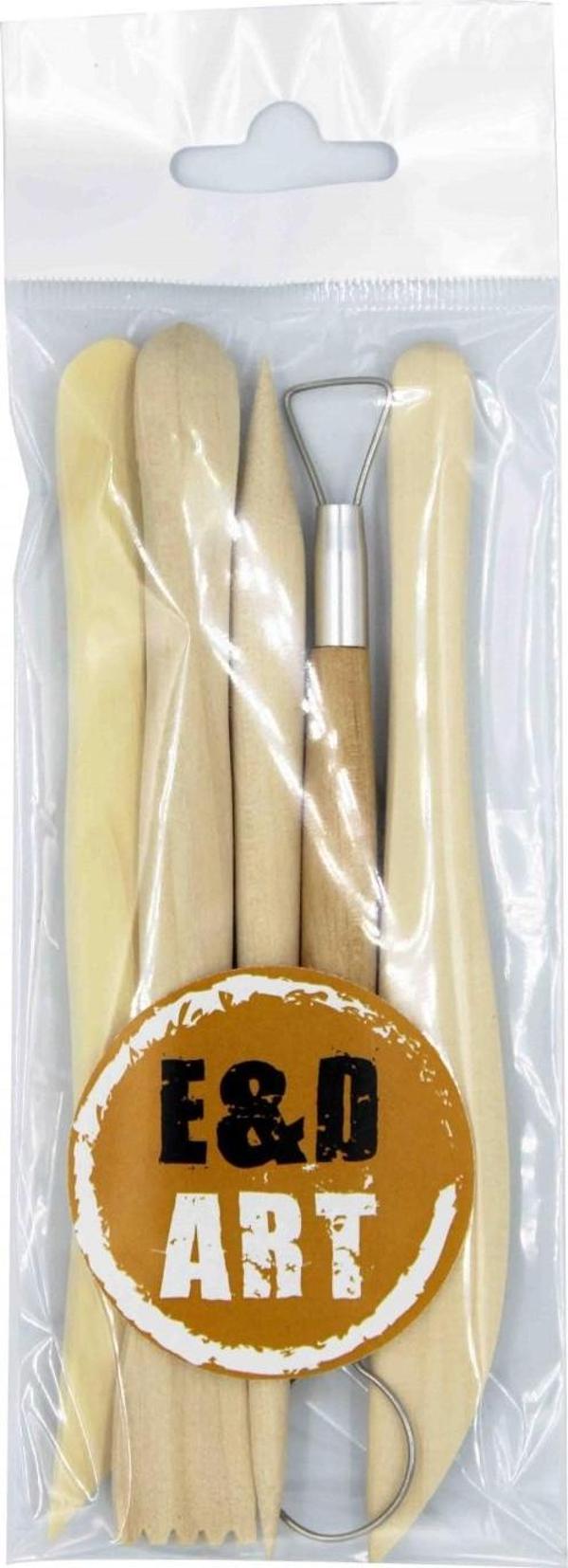 E&D Art Ebeşuar 5'li Ahşap Kil Şekillendirme Seti / ed.52738 - Image 1