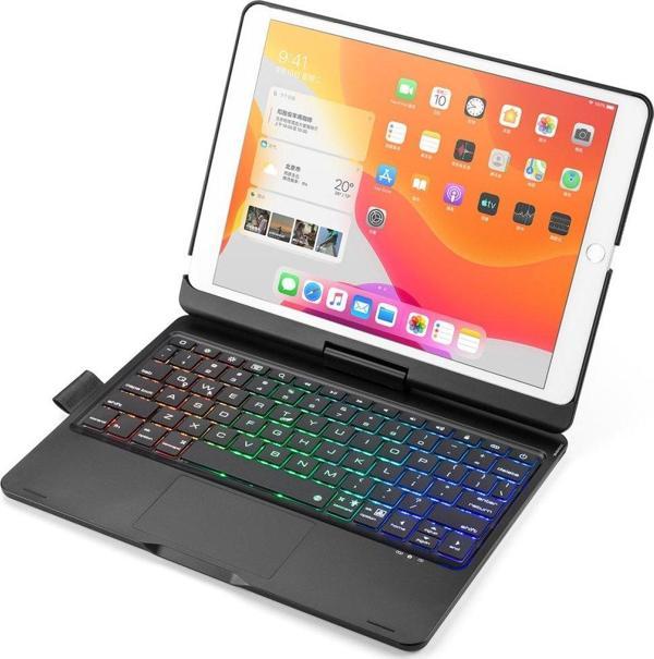 Apple iPad 10.2 9.Nesil Kılıf RGB ışıklı Döner Başlıklı Mousepad Özellikli Klavyeli Kılıf - Image 1