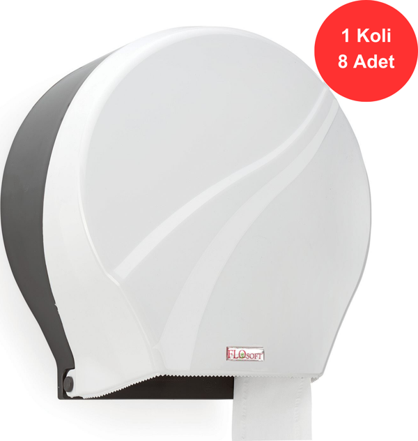 Flosoft  Jumbo Tuvalet Kağıdı Dispenseri Buz Beyazı - (F165B) x 8 Adet - Image 1