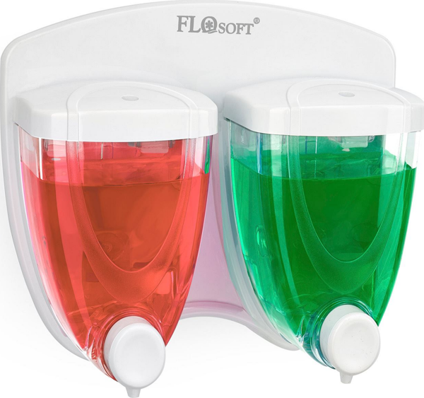 Flosoft İkiz Sıvı Sabun ve Şampuan Dispenseri 350+350 ml (F029) - Image 1