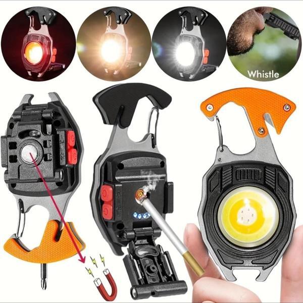 7 Modlu Mini Led Lamba Anahtarlık ve Çakmak Çok Fonksiyonlu USB Şarjlı Kamp İçin Taşınabilir Tam 7 M - Image 1