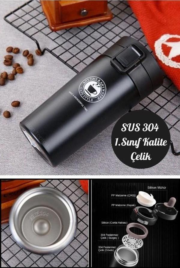 Çay Kahve Termosu 12 Saat Sıcak Soğuk Filtreli Çift Katmanlı Paslanmaz Çelik Bardak Mug Termos 380ml - Image 1