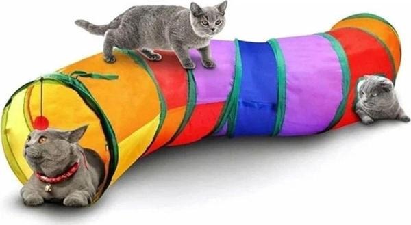 Gökkuşağı S Kıvrımlı Kedi Köpek Oyun Tüneli Katlanır S Şeklinde Eğlenceli Kedi Köpek Oyun Tüneli - Image 1