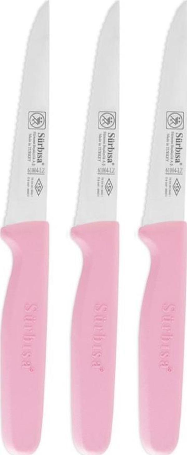 Sürbısa 3 Adet Sebze & Meyve Bıçağı Lazer Bilemeli Pembe 61004 LZ - Image 1