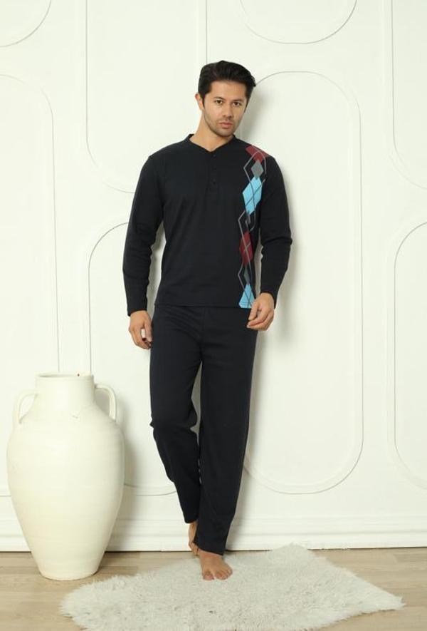 Falkom 5010 İnterlok Kalın Kışlık Desenli Erkek Ev Pijama Takımı - Image 1