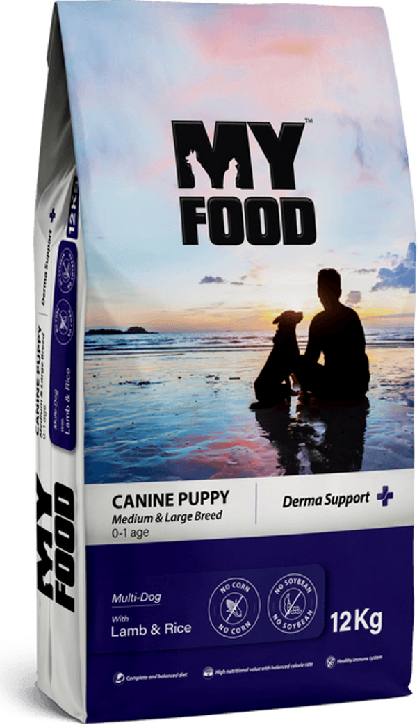 MY FOOD YAVRU KÖPEK ORTA VE BÜYÜK IRK MAMASI KUZULU PİRİNÇLİ 12 KG - Image 1