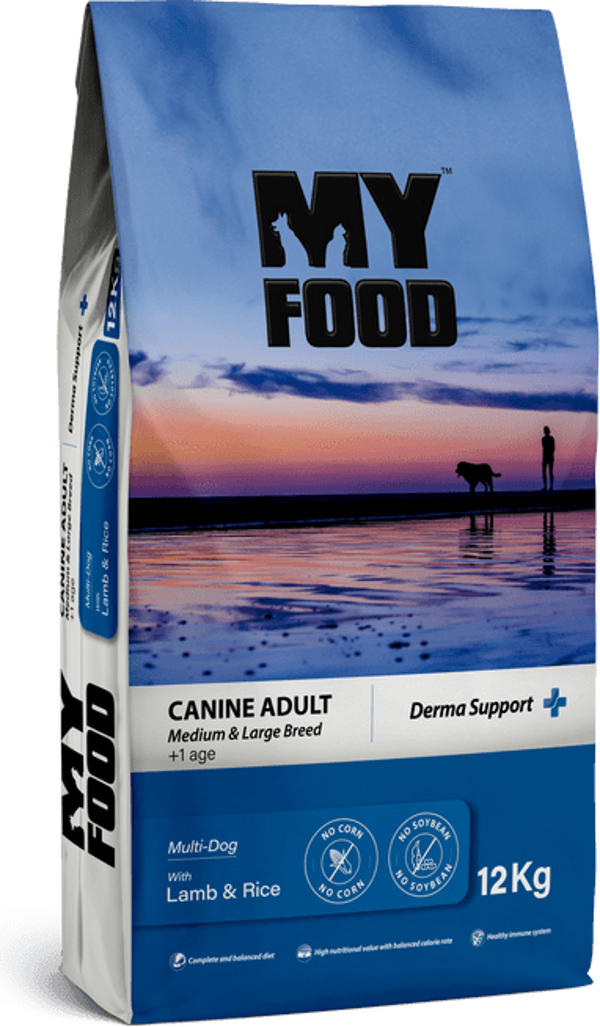 MY FOOD YETİŞKİN KÖPEK ORTA VE BÜYÜK IRK KURU MAMASI KUZULU PİRİNÇLİ 12 KG - Image 1