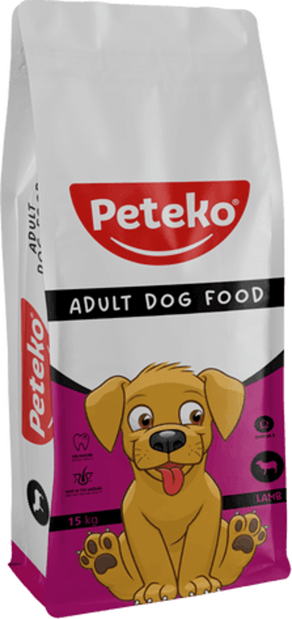 PETEKO YETİŞKİN KÖPEK KURU MAMASI KUZULU VE PİRİNÇLİ 15 KG - Image 1