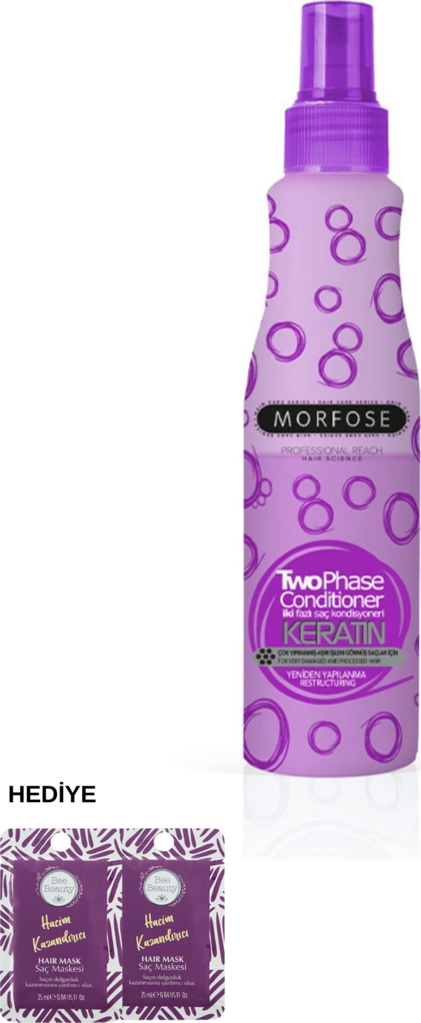 Morfose Keratin Fön Suyu 220 ml 2 Adet Saç Maskesi Hediyeli - Image 1
