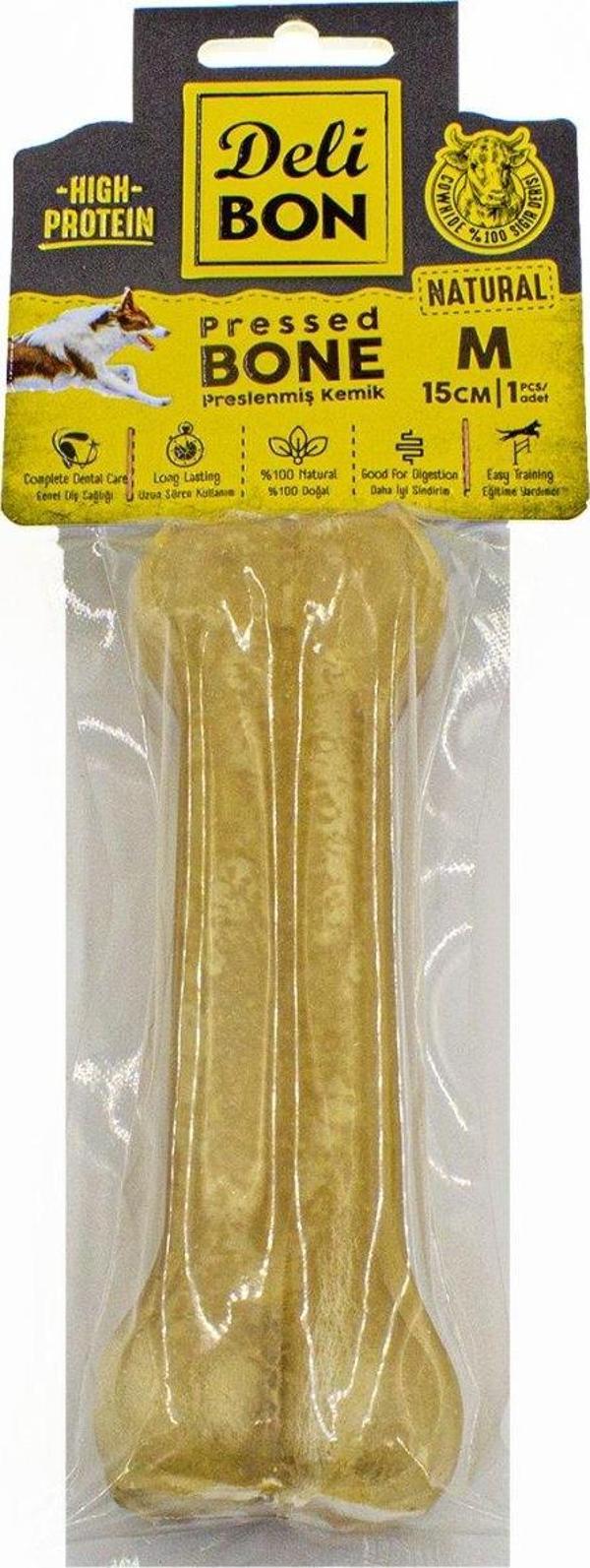 Delibon Deri Köpek Çiğneti Pres Kemik 1x15cm Natural - Image 1