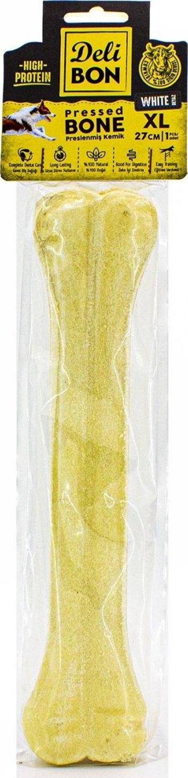 Delibon Deri Köpek Çiğneti Pres Kemik 1x27cm Beyaz - Image 1