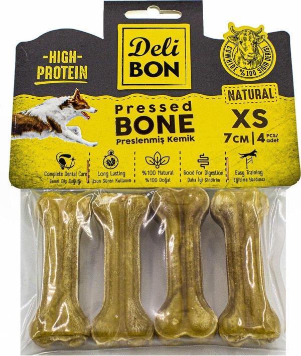 Delibon Deri Köpek Çiğneti Pres Kemik 4x7cm Natural - Image 1